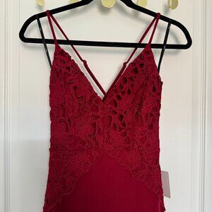 Lulus Katalina Wine Red Backless Crochet Lace Maxi Dress